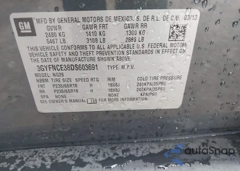 2013 Cadillac Srx Luxury Collection из США, поврежденный, VIN 3GYFNCE38DS603691